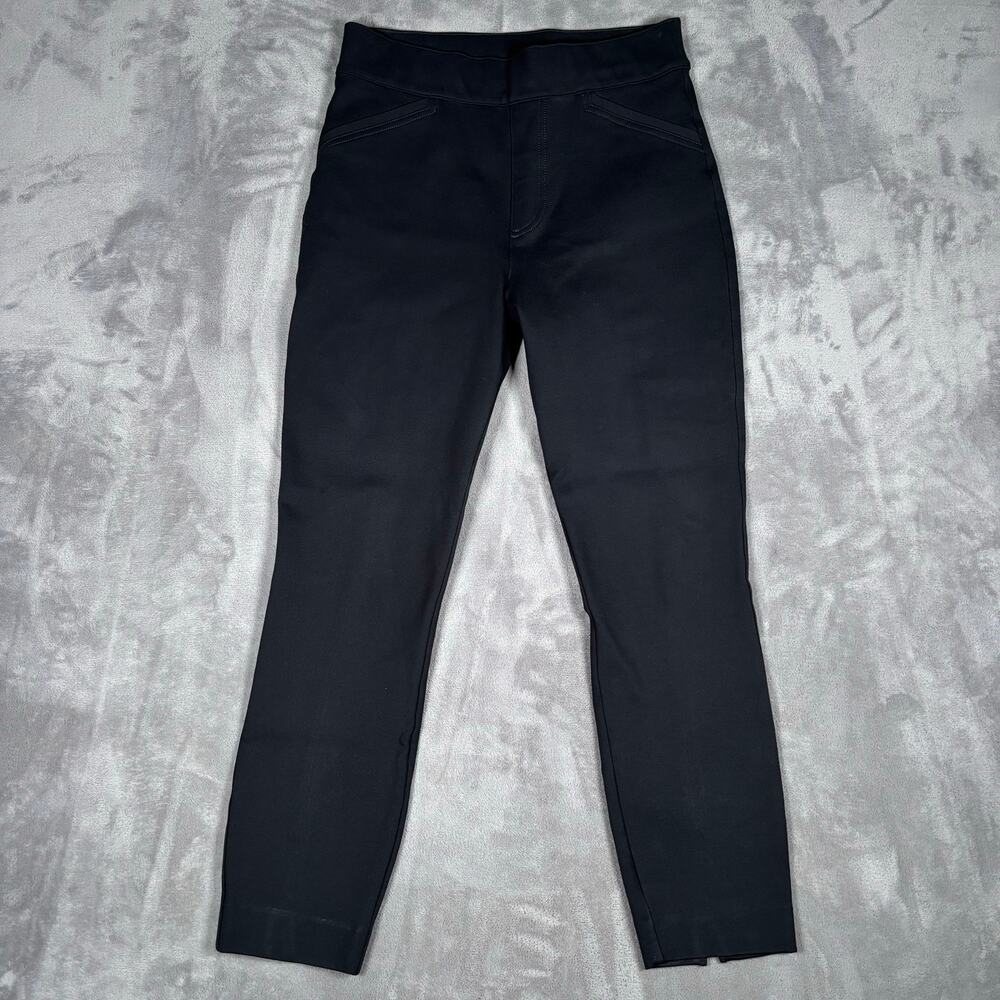 Spanx Black Ponte Knit Ankle Pants Pull On Slim Fit Women’s Small Petite